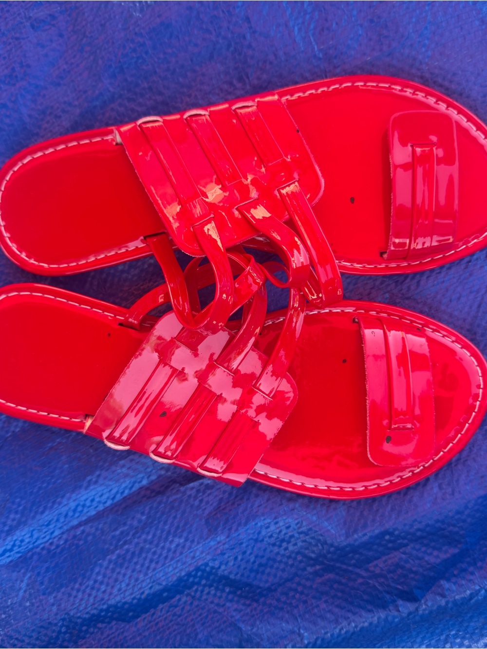 Women’s Red Patent Slide Sandals